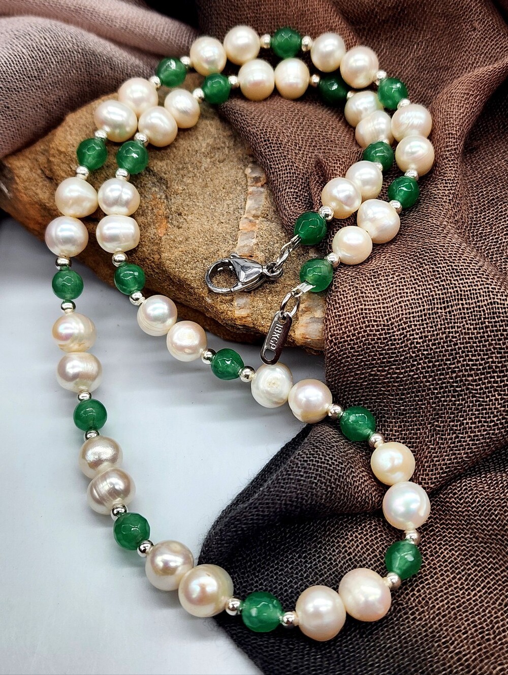 Men's Pearl 18K GP Necklace Celebrity Men's Designer Jade Natural Pearls for Man